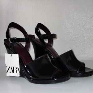 Zara Black Women's Wedge Sandals